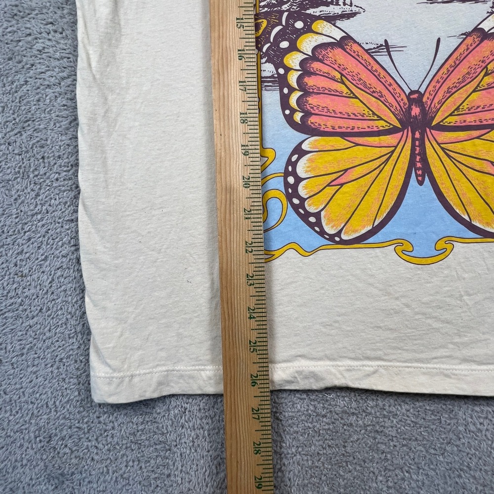 La Luna T Shirt Womens XL Cream Dreamer Butterfly Mountain Boho Retro Shirt - Picture 4 of 10
